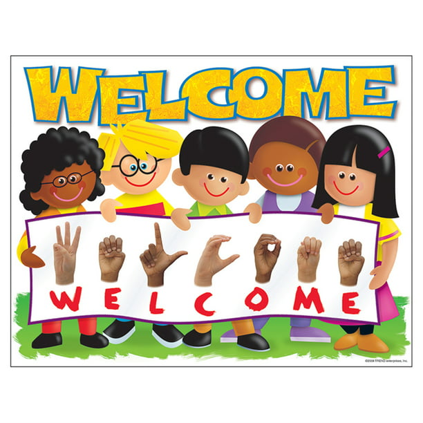 17" x 22" Trend Enterprises Inc Sign Language Welcome TREND Kids Learning Chart 